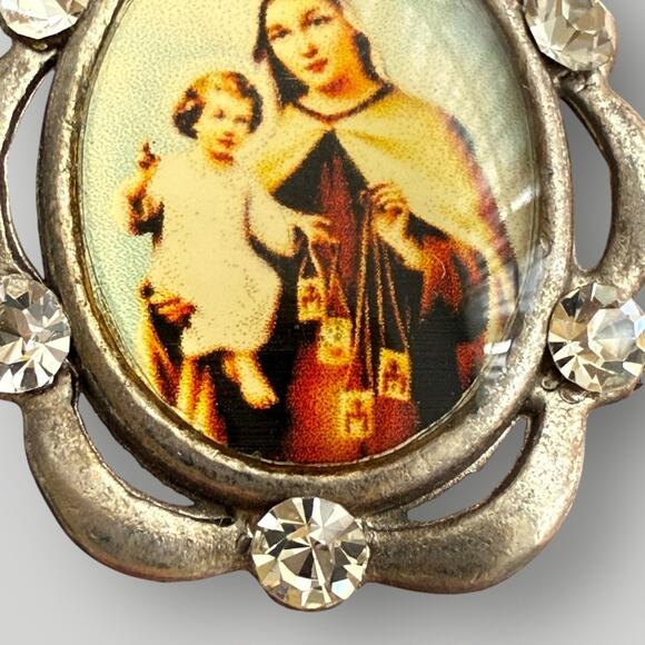 Sterling Silver 925 Pendant Our Lady of Mount Carmel Madonna - Picture 4 of 5